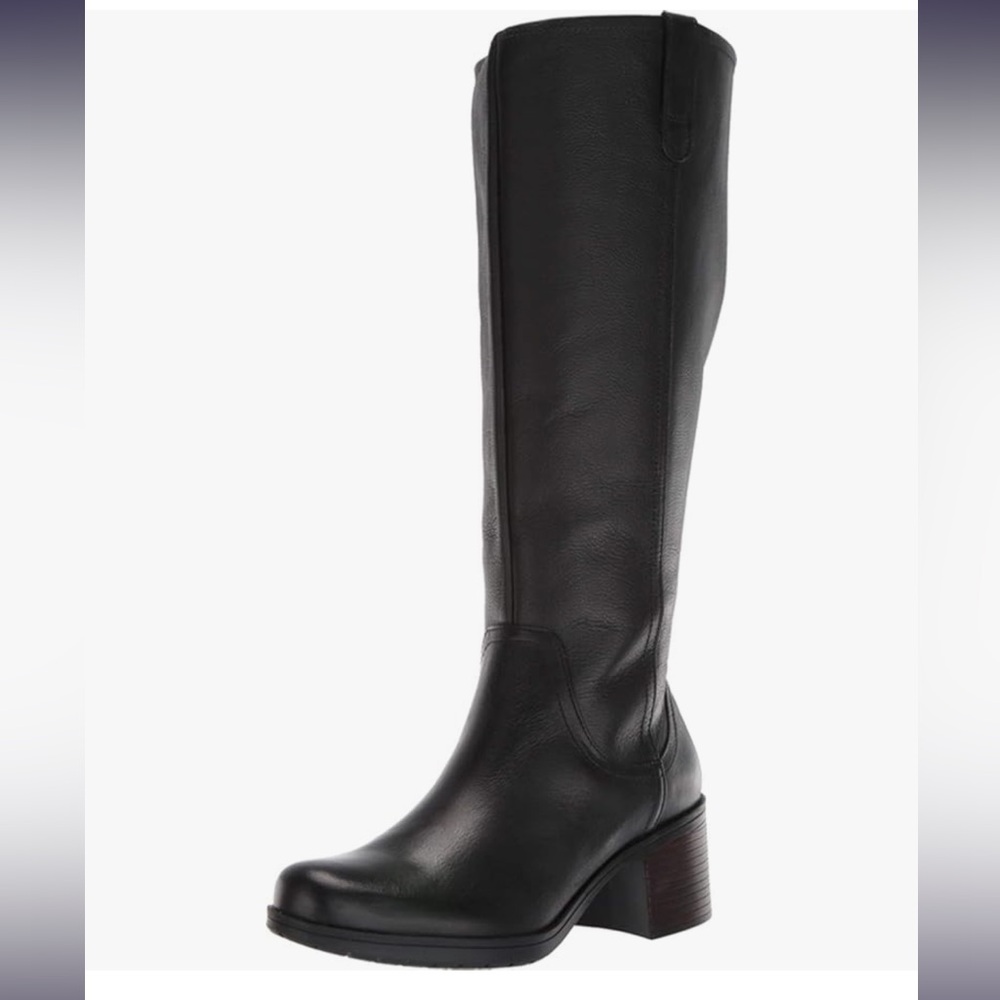 Clarks Hollis Moon Black Leather Knee High Boots Size 7